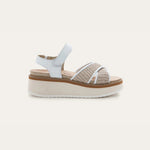 NAOT Pavlova Sandal - White Leather / Sand Raffia - Juli's Wearable Art