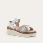 NAOT Pavlova Sandal - White Leather / Sand Raffia - Juli's Wearable Art