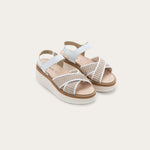 NAOT Pavlova Sandal - White Leather / Sand Raffia - Juli's Wearable Art