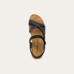 NAOT Sophia Sandal - Black Velvet Nubuck / Jet Black Leather / Black Crinkle Patent - Juli's Wearable Art