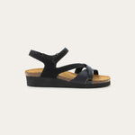 NAOT Sophia Sandal - Black Velvet Nubuck / Jet Black Leather / Black Crinkle Patent - Juli's Wearable Art