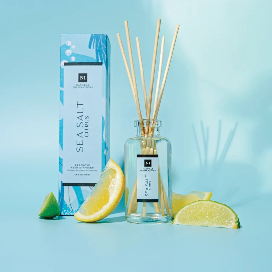 Natural Inspirations Sea Salt Citrus Aromatic Reed Diffuser - Juli's Wearable Art
