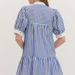 Navy Blue and White Striped Mini Dress - Juli's Wearable Art