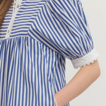 Navy Blue and White Striped Mini Dress - Juli's Wearable Art