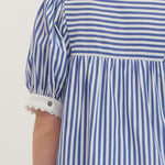 Navy Blue and White Striped Mini Dress - Juli's Wearable Art