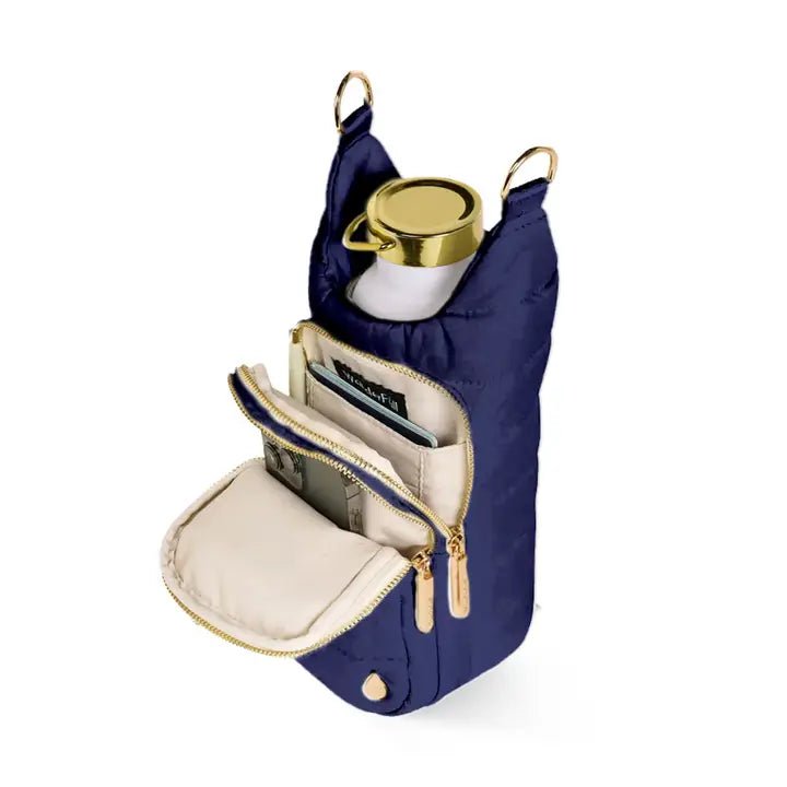 Navy Blue Matte Hydrobag™ with Navy/Gold Strap - Juli's Wearable Art