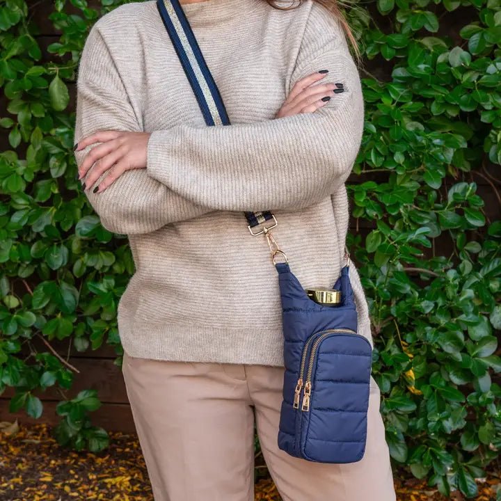 Navy Blue Matte Hydrobag™ with Navy/Gold Strap - Juli's Wearable Art