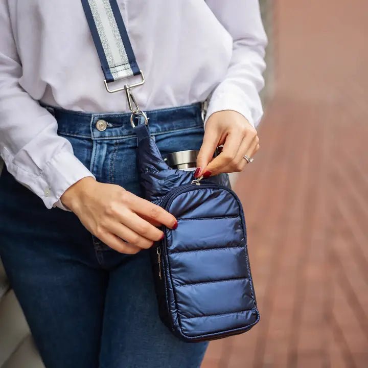 Navy Blue Shiny Hydrobag® with Navy & Silver Strap - Juli's Wearable Art