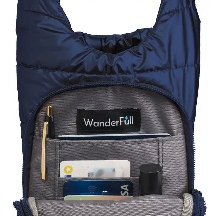 Navy Blue Shiny Hydrobag® with Navy & Silver Strap - Juli's Wearable Art