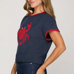 Navy Crab Print Knit Sweater Top | Navy - Juli's Wearable Art