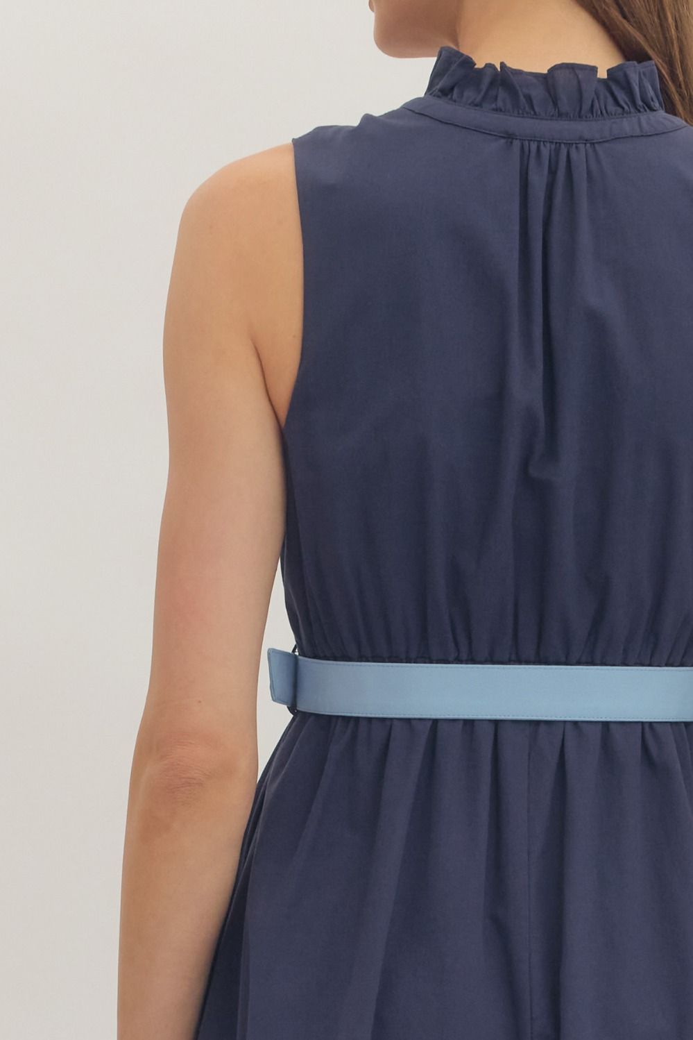 Navy Sleeveless Midi Dress with Belt - Juli's Wearable Art