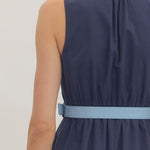 Navy Sleeveless Midi Dress with Belt - Juli's Wearable Art