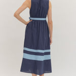 Navy Sleeveless Midi Dress with Belt - Juli's Wearable Art