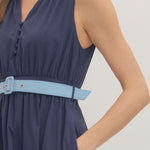 Navy Sleeveless Midi Dress with Belt - Juli's Wearable Art