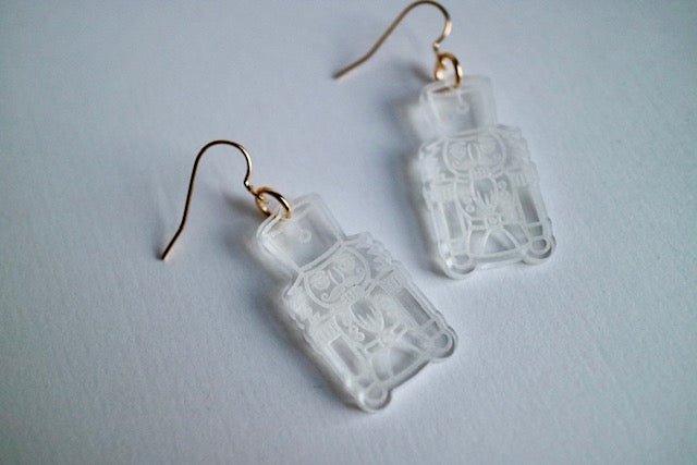 Nutcracker Clear Acrylic Earrings - Juli's Wearable Art