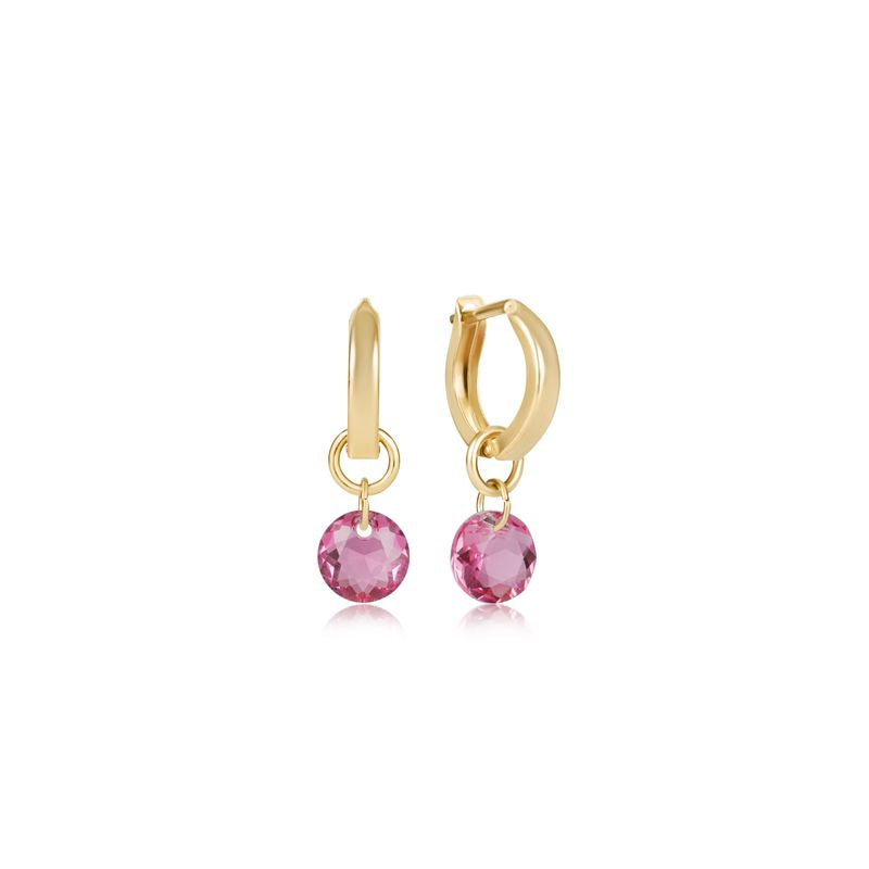 enewton Birthstone Huggie Gold Hoop Earrings | Reflection Small Charm | October