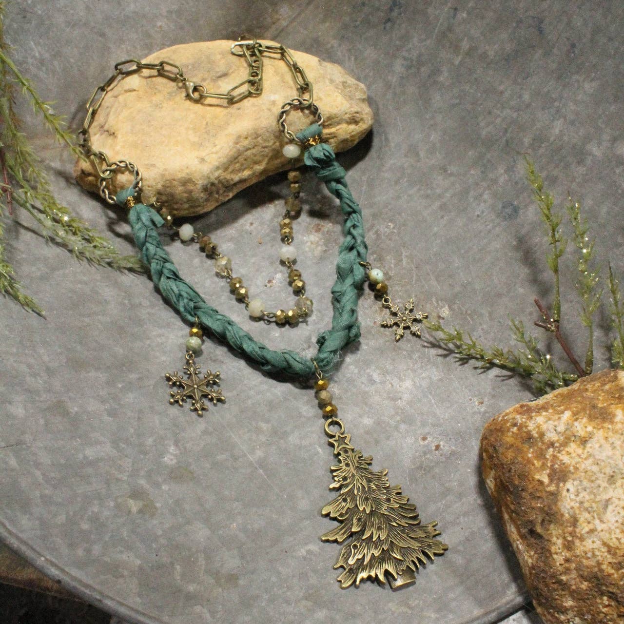 Oh Christmas Tree Sari Layered Necklace - Juli's Wearable Art