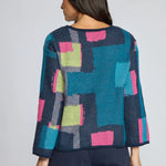Olivia by Habitat Collage Swing Pullover Sweater | Teal - Juli's Wearable Art