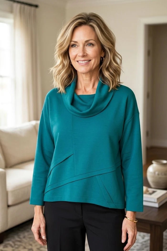 Olivia by Habitat Feather Lux Knit Crossroads Cowl | Teal