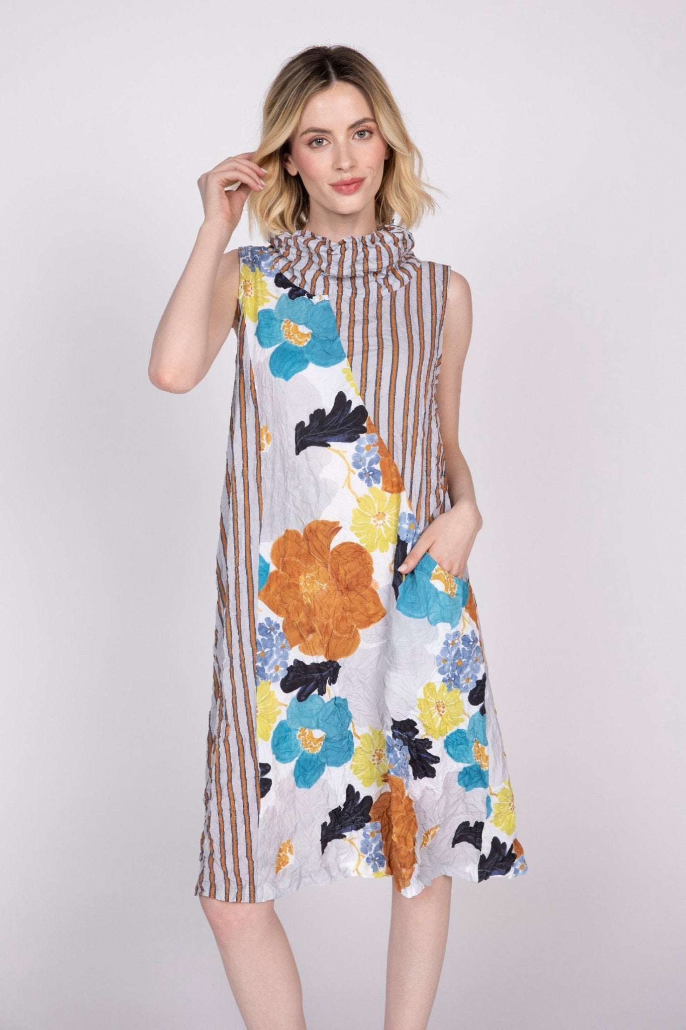 Olivia by Habitat Siesta Floral Crinkle Crepe Every Where Dress | Cinnamon