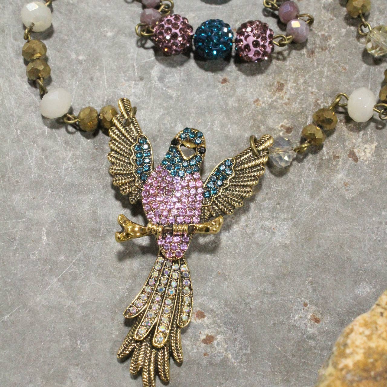 On Her Perch Purple Bird Layered Necklace - Juli's Wearable Art