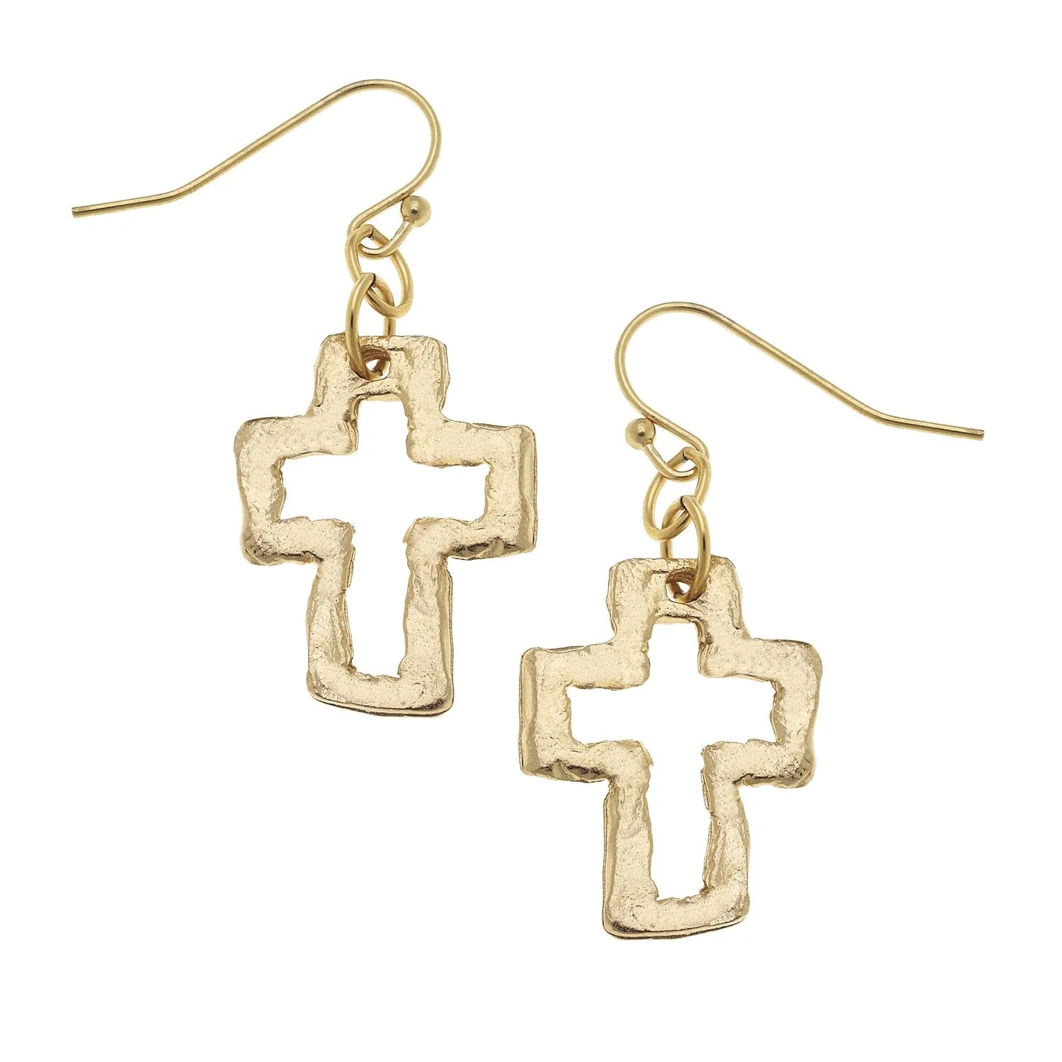 Susan Shaw Open Cross Earrings | Gold or Silver