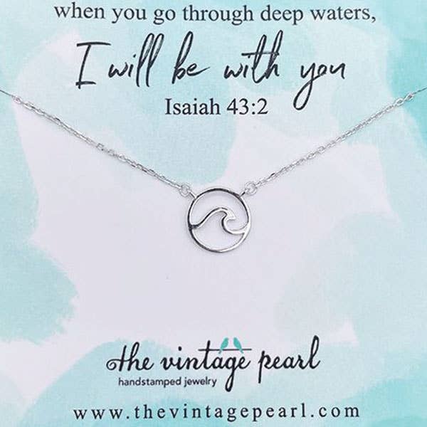 Vintage Pearl Necklace I Will Be With You (Isaiah 43:2)