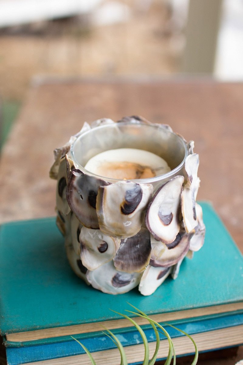Oyster Shell Round Candle Holder - Juli's Wearable Art