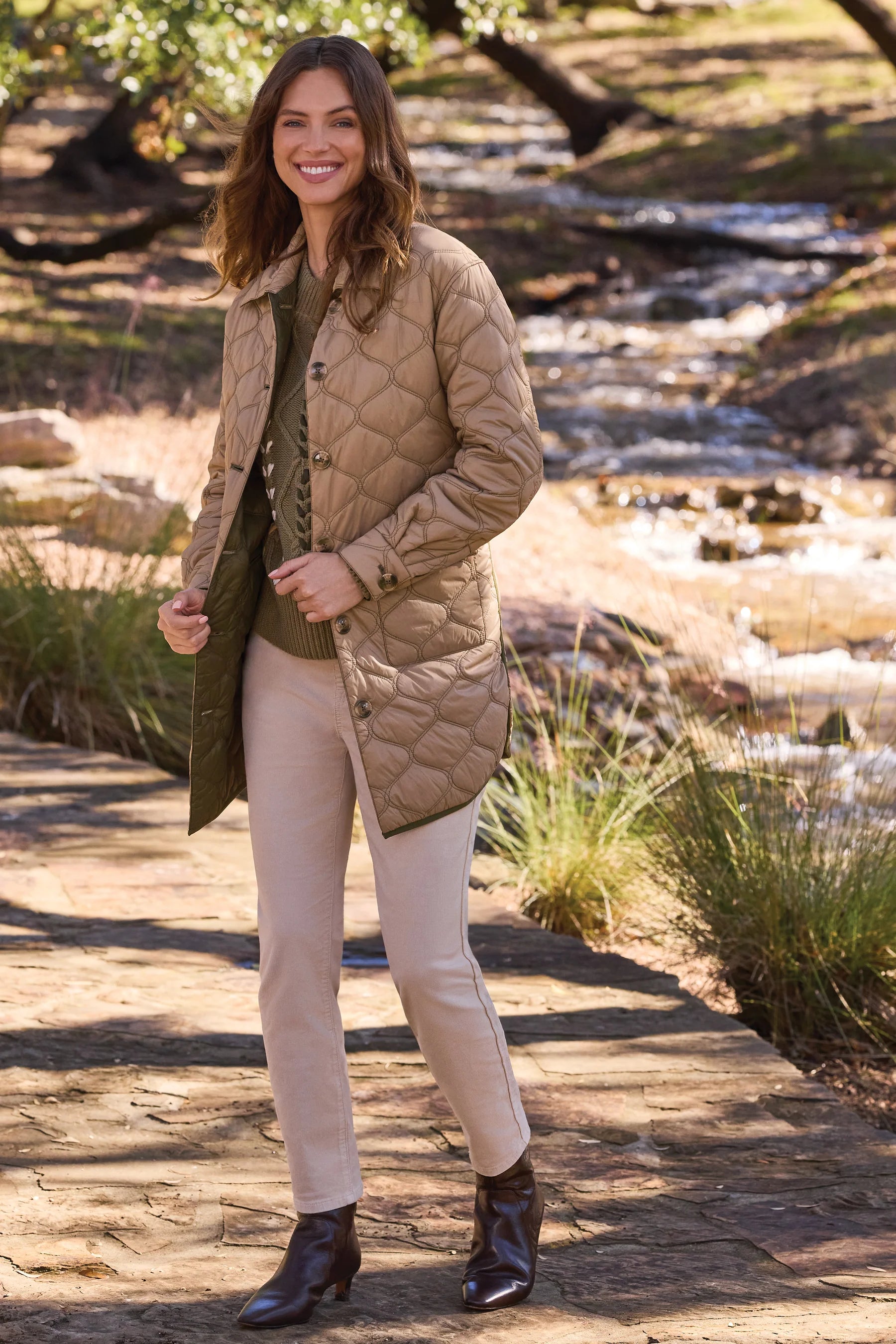 Tribal Reversible Diamond Quilted Button-Front Jacket | Olive/Suede