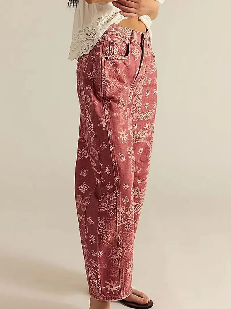 Paisley Pattern Straight Pants