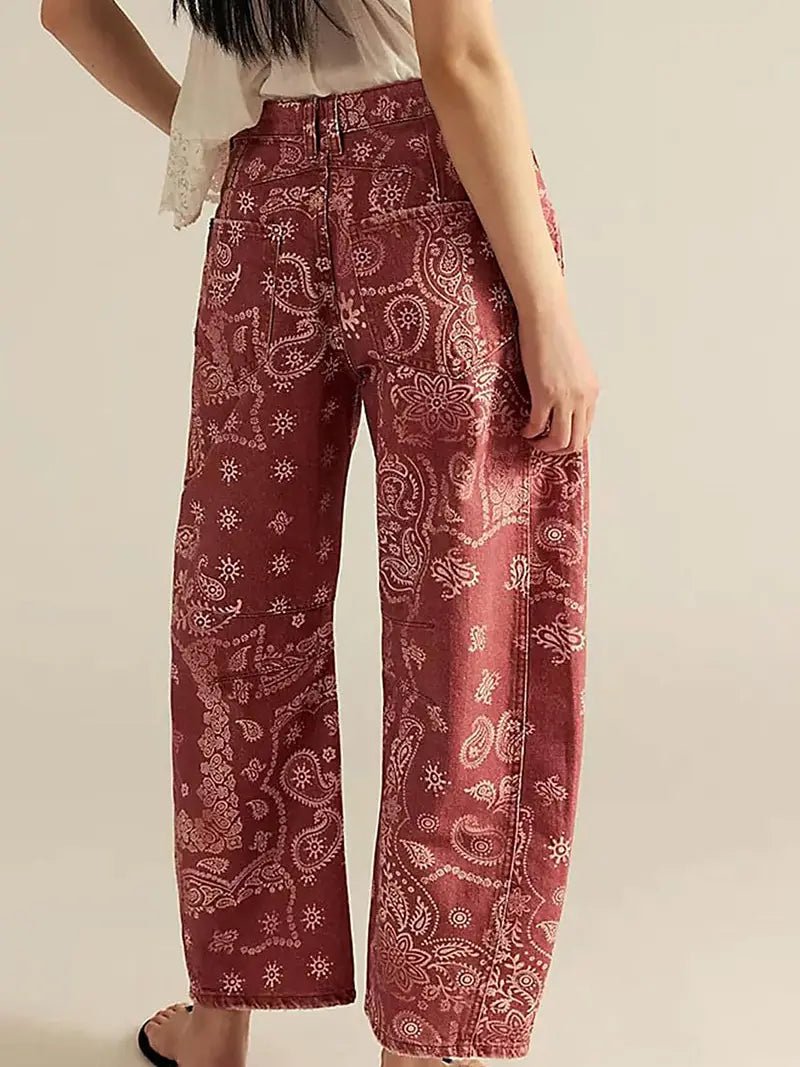 Paisley Pattern Straight Pants - Juli's Wearable Art