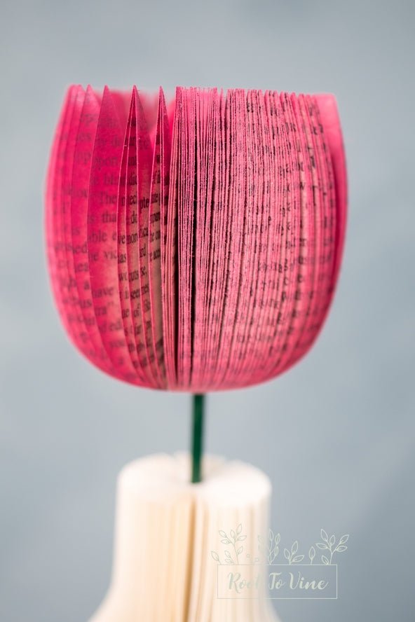 Paper - Sculpted Book Flower with Vase - Juli's Wearable Art