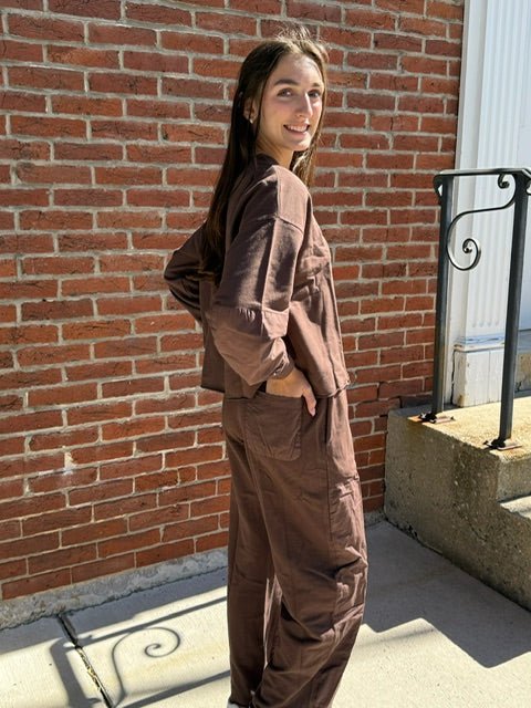 Patched Garment Dyed Sweatshirt | Espresso - Juli's Wearable Art
