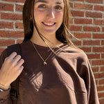 Patched Garment Dyed Sweatshirt | Espresso - Juli's Wearable Art