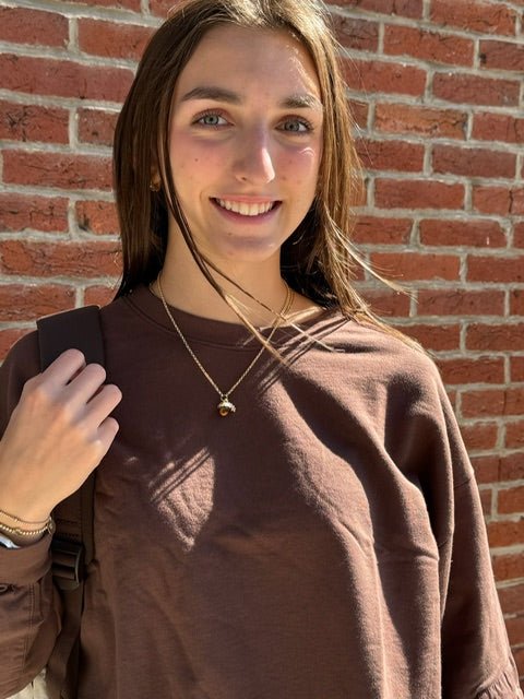 Patched Garment Dyed Sweatshirt | Espresso - Juli's Wearable Art