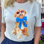 Patriotic Doodle Pup Tee - Juli's Wearable Art