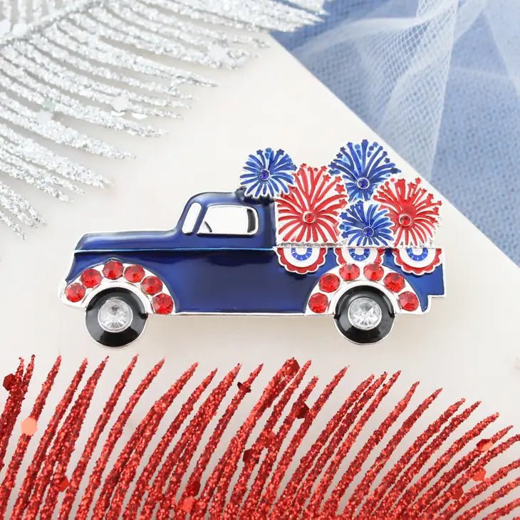 Patriotic Fireworks Truck Pin/Pendant - Juli's Wearable Art