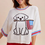Patriotic Pup Graphic Sweater - Juli's Wearable Art