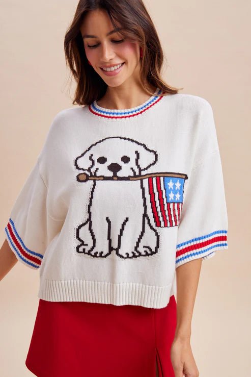 Patriotic Pup Graphic Sweater