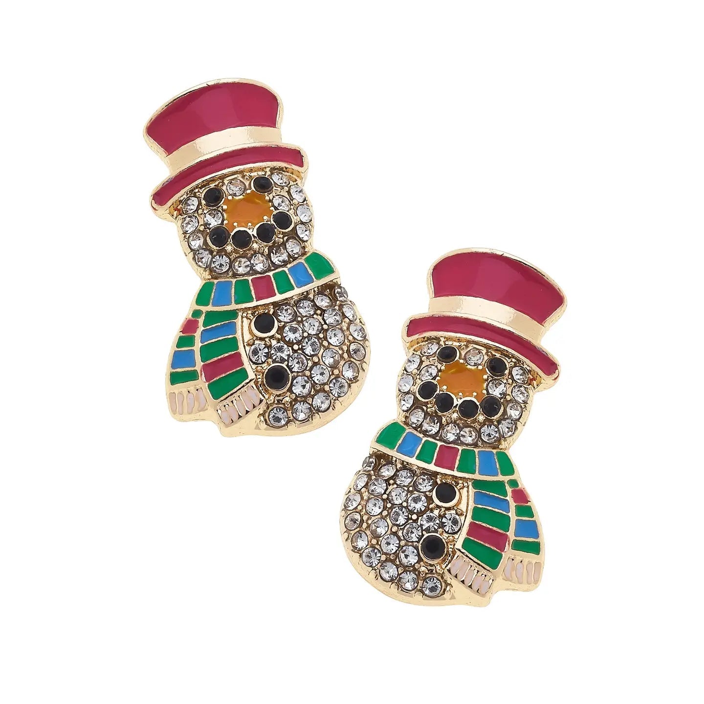 Pavé Snowman Stud Earrings – Multi - Juli's Wearable Art