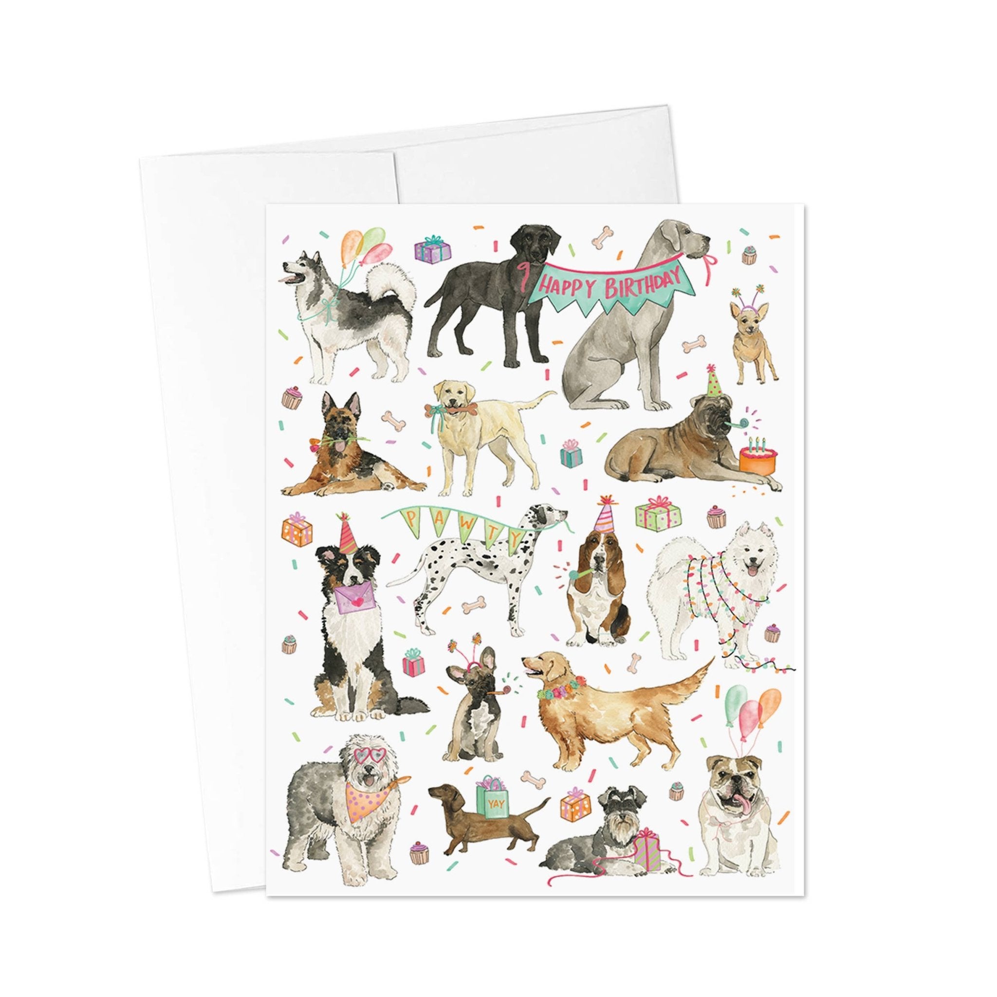 Pawty Pups Card - Happy Birthday Dog Greeting Card - Juli's Wearable Art