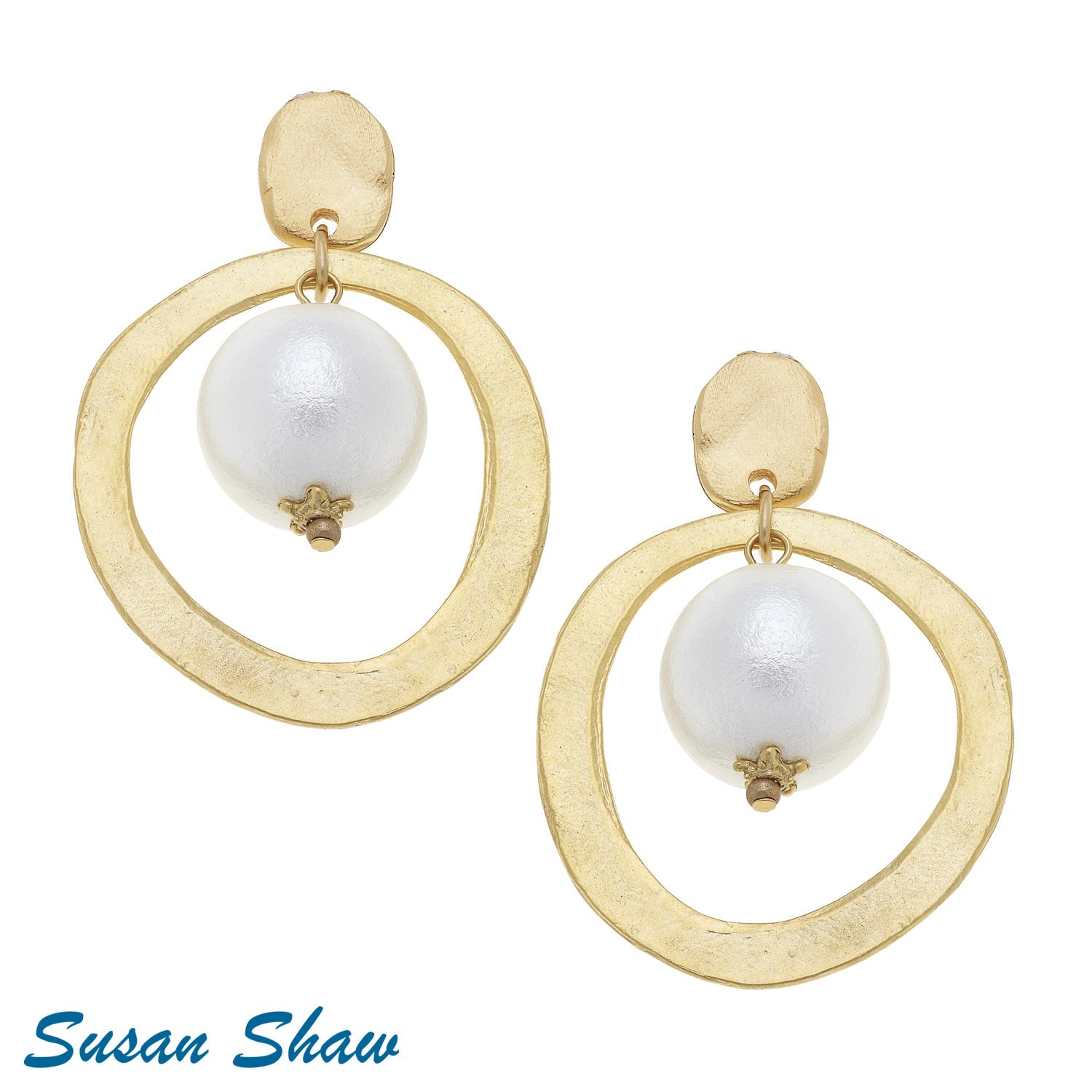 Pearl Post Hoop Earrings - Juli's Wearable Art