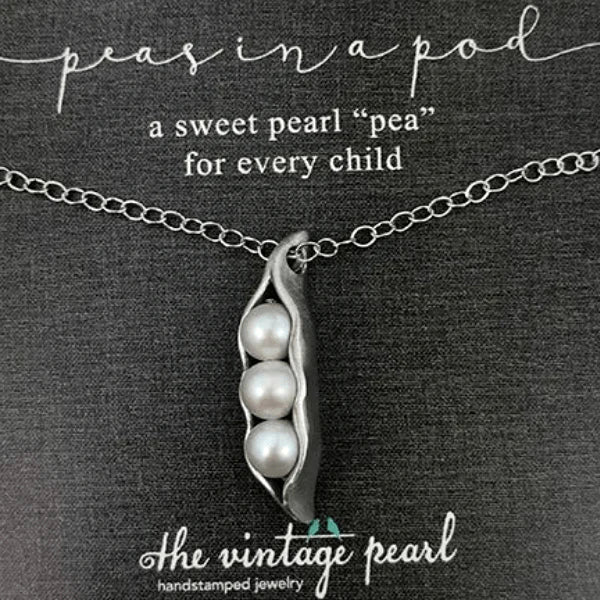 The Vintage Pearl Hand-Sculpted Mini Sweet Peas in a Pod Necklace by The Vintage Pearl