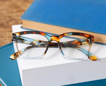 Peepers Blue Light Readers | Birdie | Blue Quartz Colorblock - Juli's Wearable Art