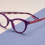 Peepers Daphne Blue Light Readers - Purple/Coral Check - Juli's Wearable Art