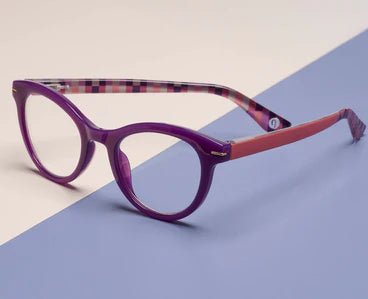 Peepers Daphne Blue Light Readers - Purple/Coral Check - Juli's Wearable Art