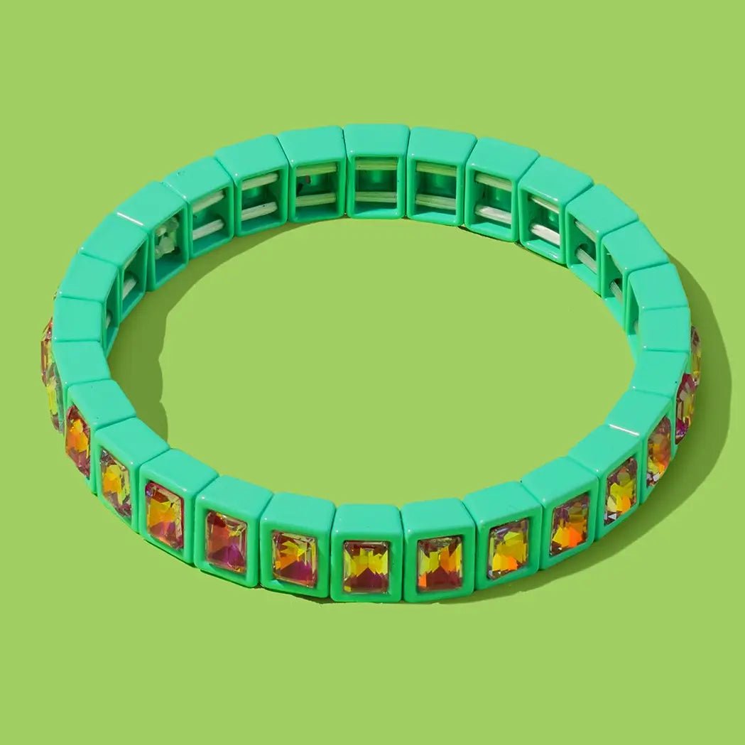 Penelope Enamel Stretch Bracelet | Aqua - Juli's Wearable Art