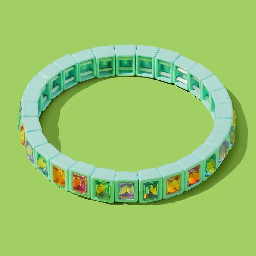 Penelope Enamel Stretch Bracelet | Light Blue - Juli's Wearable Art