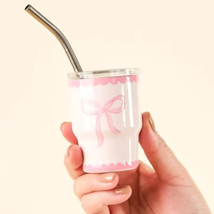 Pink Bow 2 oz Tiny Tumbler - Juli's Wearable Art