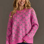Pink & Green "Fa La La" Christmas Sweater - Juli's Wearable Art